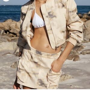 Zara Beige and Gray Mini Skirt